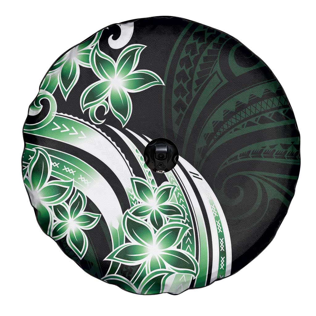 Plumeria Tribal Tattoo Spare Tire Cover Green Polynesian Pattern LT9 - Polynesian Pride