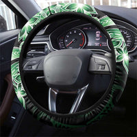 Plumeria Tribal Tattoo Steering Wheel Cover Green Polynesian Pattern LT9 - Polynesian Pride