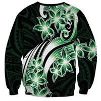 Plumeria Tribal Tattoo Sweatshirt Green Polynesian Pattern LT9 - Polynesian Pride