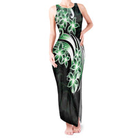 Plumeria Tribal Tattoo Tank Maxi Dress Green Polynesian Pattern LT9 Women Green - Polynesian Pride