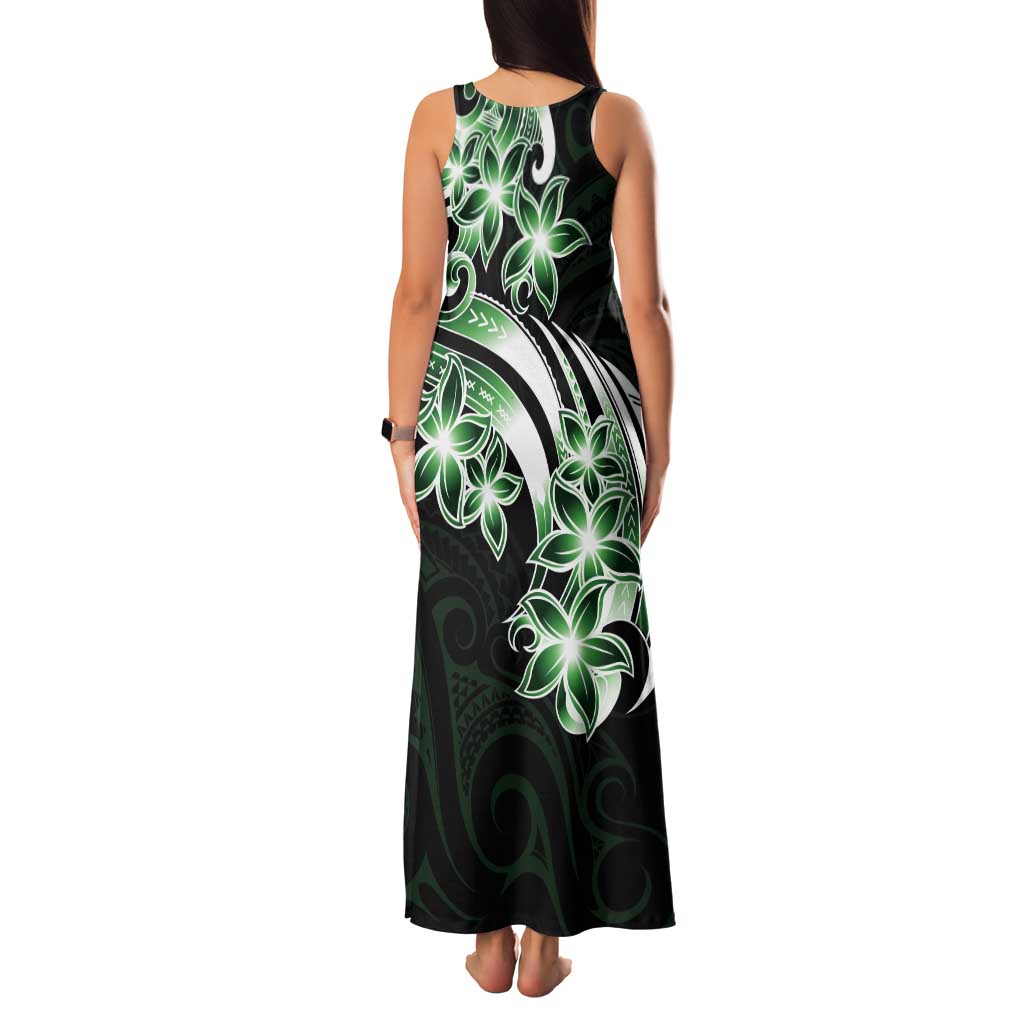 Plumeria Tribal Tattoo Tank Maxi Dress Green Polynesian Pattern LT9 - Polynesian Pride
