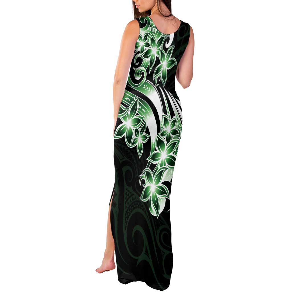 Plumeria Tribal Tattoo Tank Maxi Dress Green Polynesian Pattern LT9 - Polynesian Pride
