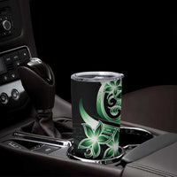 Plumeria Tribal Tattoo Tumbler Cup Green Polynesian Pattern LT9 - Polynesian Pride
