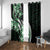 Plumeria Tribal Tattoo Window Curtain Green Polynesian Pattern