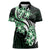 Plumeria Tribal Tattoo Women Polo Shirt Green Polynesian Pattern