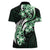 Plumeria Tribal Tattoo Women Polo Shirt Green Polynesian Pattern