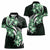 Plumeria Tribal Tattoo Women Polo Shirt Green Polynesian Pattern