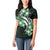 Plumeria Tribal Tattoo Women Polo Shirt Green Polynesian Pattern