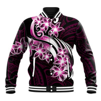 Plumeria Tribal Tattoo Baseball Jacket Pink Polynesian Pattern LT9 Unisex Pink - Polynesian Pride