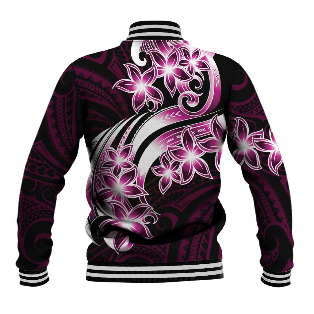 Plumeria Tribal Tattoo Baseball Jacket Pink Polynesian Pattern LT9 - Polynesian Pride