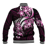 Plumeria Tribal Tattoo Baseball Jacket Pink Polynesian Pattern LT9 - Polynesian Pride