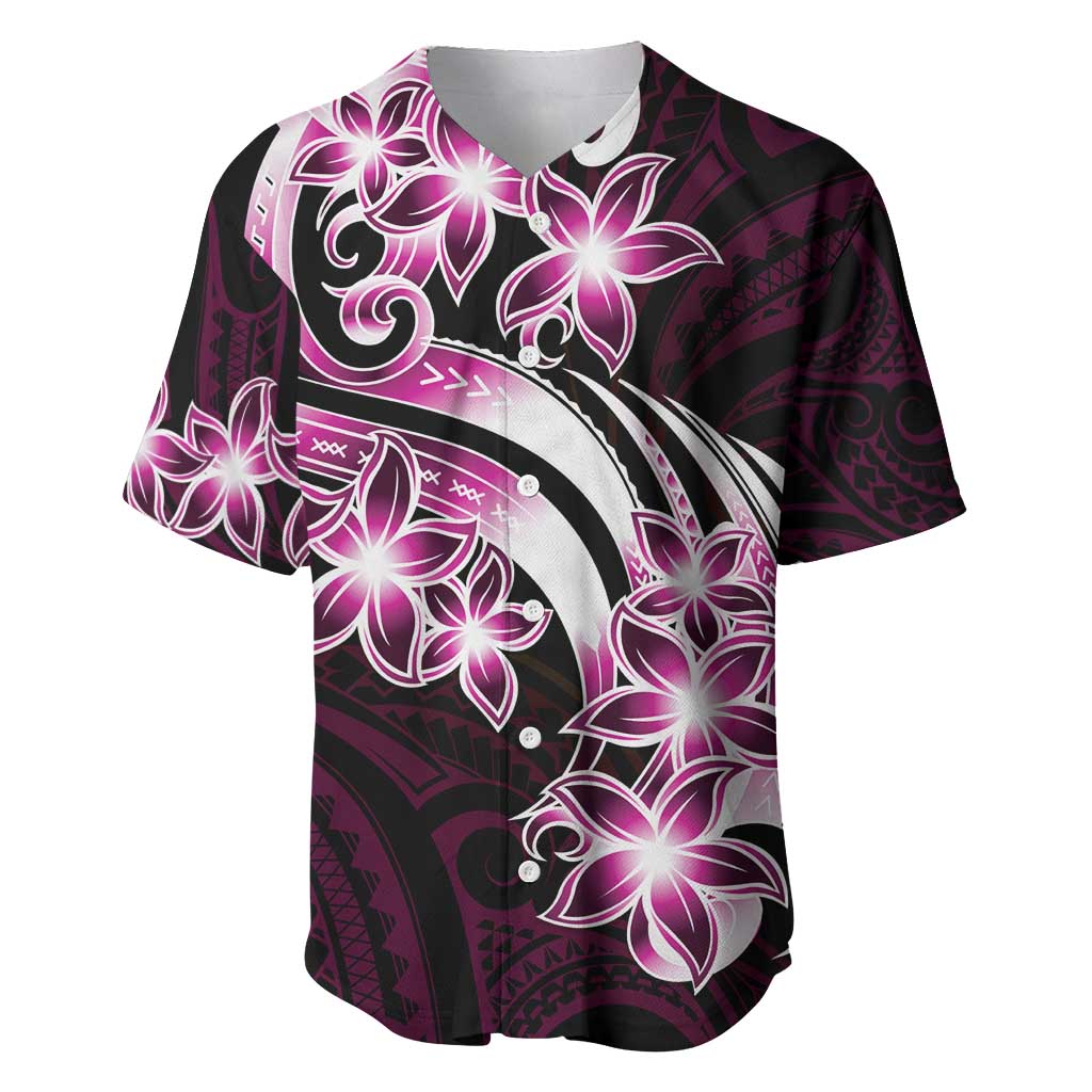 Plumeria Tribal Tattoo Baseball Jersey Pink Polynesian Pattern