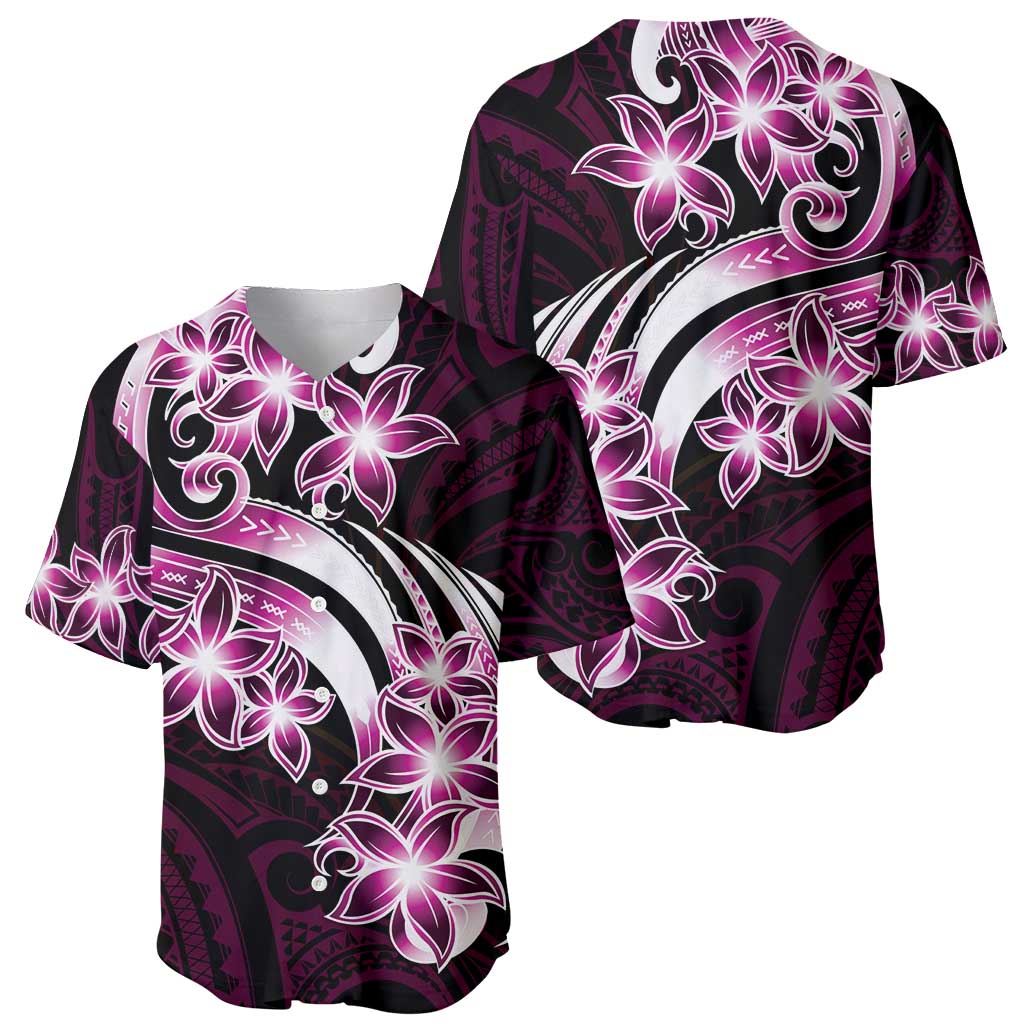 Plumeria Tribal Tattoo Baseball Jersey Pink Polynesian Pattern