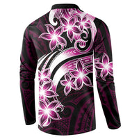 Plumeria Tribal Tattoo Button Sweatshirt Pink Polynesian Pattern LT9 - Polynesian Pride