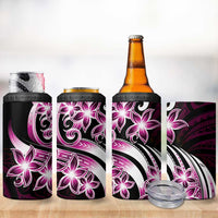 Plumeria Tribal Tattoo 4 in 1 Can Cooler Tumbler Pink Polynesian Pattern