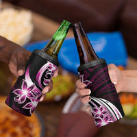 Plumeria Tribal Tattoo 4 in 1 Can Cooler Tumbler Pink Polynesian Pattern