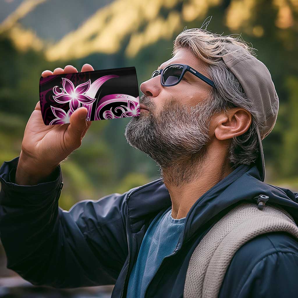 Plumeria Tribal Tattoo 4 in 1 Can Cooler Tumbler Pink Polynesian Pattern