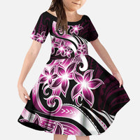 Plumeria Tribal Tattoo Family Matching Long Sleeve Bodycon Dress and Hawaiian Shirt Pink Polynesian Pattern LT9 Daughter's Dress Pink - Polynesian Pride