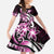 Plumeria Tribal Tattoo Family Matching Long Sleeve Bodycon Dress and Hawaiian Shirt Pink Polynesian Pattern