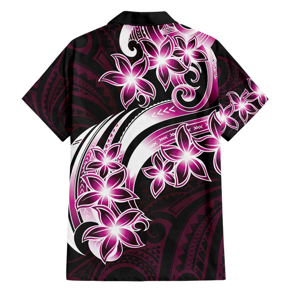 Plumeria Tribal Tattoo Family Matching Long Sleeve Bodycon Dress and Hawaiian Shirt Pink Polynesian Pattern LT9 - Polynesian Pride