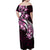 Plumeria Tribal Tattoo Family Matching Off Shoulder Maxi Dress and Hawaiian Shirt Pink Polynesian Pattern