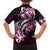 Plumeria Tribal Tattoo Family Matching Off Shoulder Short Dress and Hawaiian Shirt Pink Polynesian Pattern