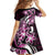 Plumeria Tribal Tattoo Family Matching Off Shoulder Short Dress and Hawaiian Shirt Pink Polynesian Pattern
