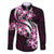 Plumeria Tribal Tattoo Family Matching Off Shoulder Short Dress and Hawaiian Shirt Pink Polynesian Pattern