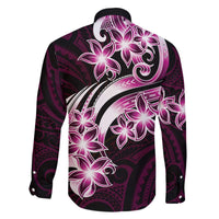 Plumeria Tribal Tattoo Family Matching Off Shoulder Short Dress and Hawaiian Shirt Pink Polynesian Pattern