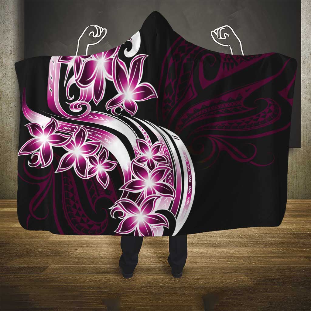 Plumeria Tribal Tattoo Hooded Blanket Pink Polynesian Pattern LT9 - Polynesian Pride