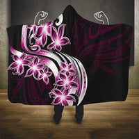 Plumeria Tribal Tattoo Hooded Blanket Pink Polynesian Pattern LT9 - Polynesian Pride