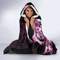 Plumeria Tribal Tattoo Hooded Blanket Pink Polynesian Pattern LT9 - Polynesian Pride