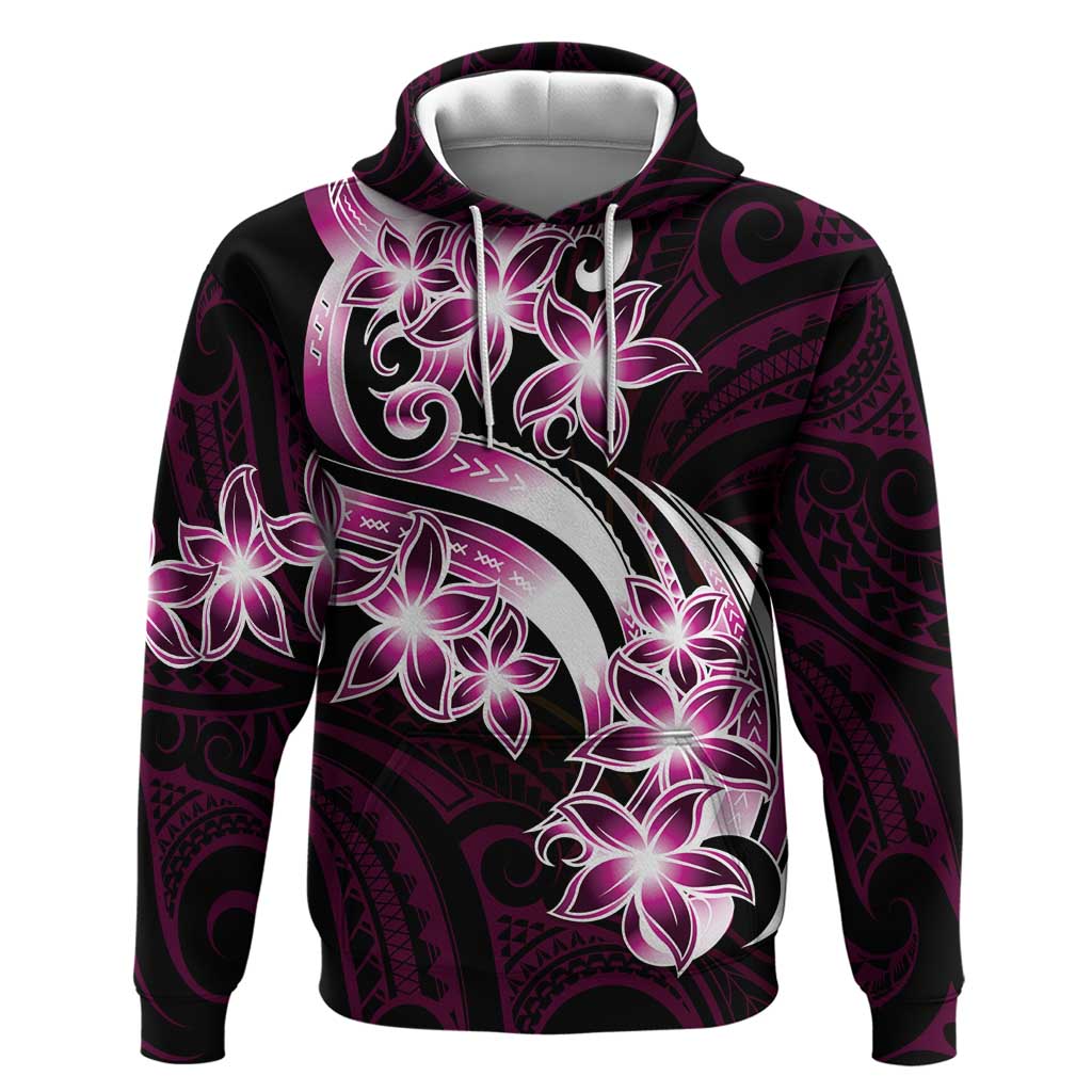 Plumeria Tribal Tattoo Hoodie Pink Polynesian Pattern