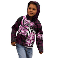 Plumeria Tribal Tattoo Kid Hoodie Pink Polynesian Pattern