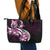 Plumeria Tribal Tattoo Leather Tote Bag Pink Polynesian Pattern