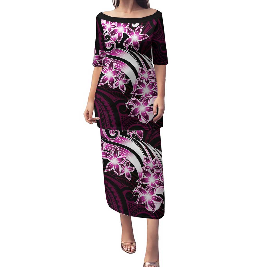 Plumeria Tribal Tattoo Puletasi Pink Polynesian Pattern LT9 Long Dress Pink - Polynesian Pride