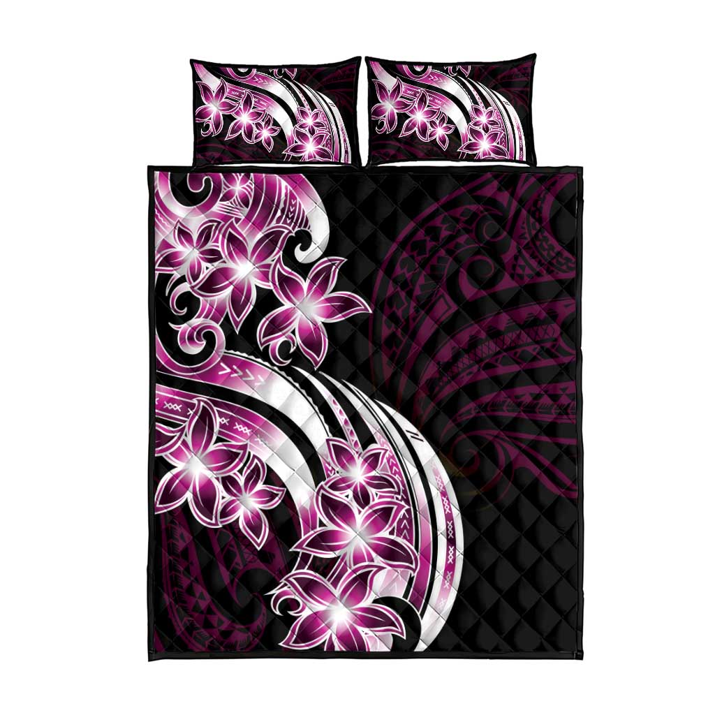 Plumeria Tribal Tattoo Quilt Bed Set Pink Polynesian Pattern LT9 - Polynesian Pride