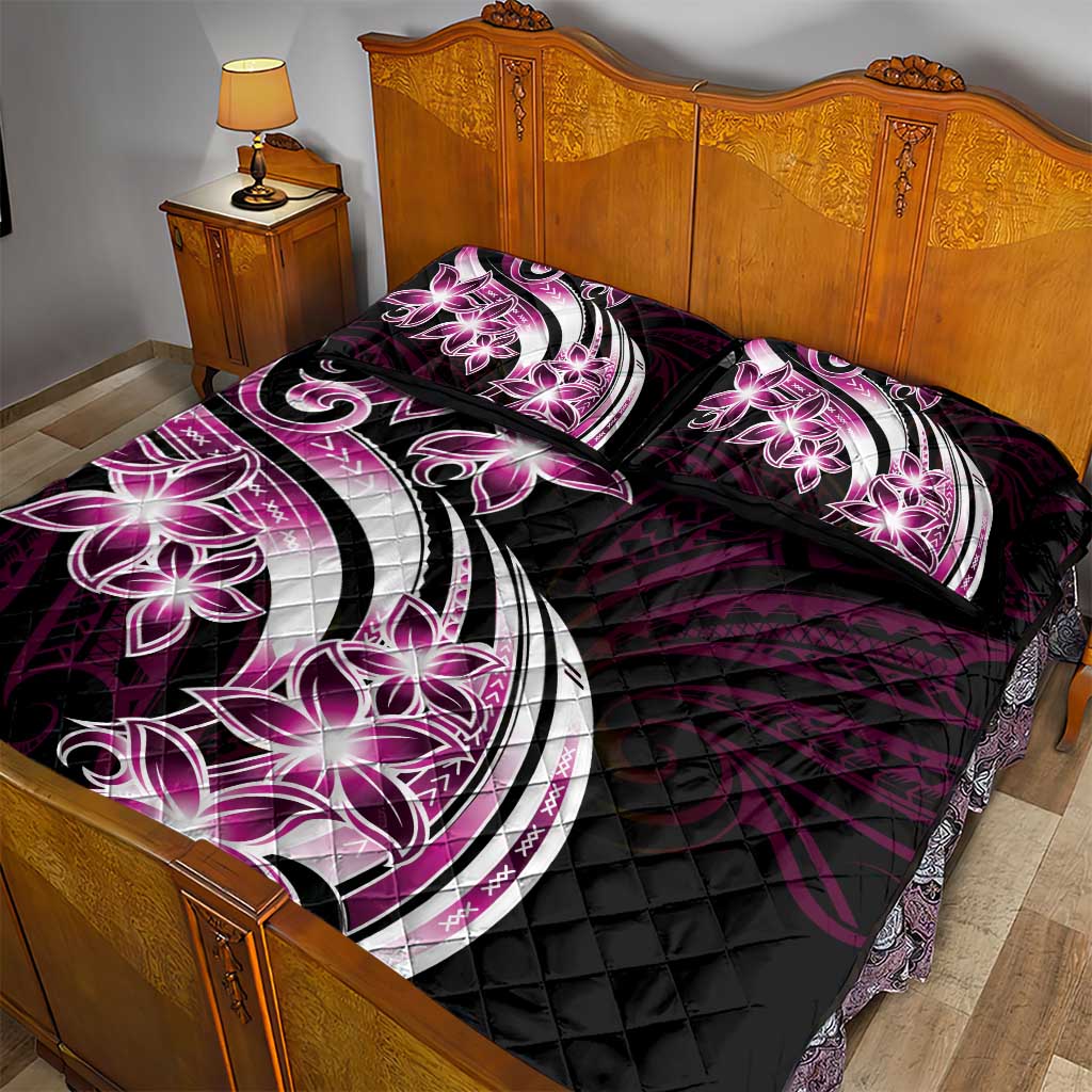 Plumeria Tribal Tattoo Quilt Bed Set Pink Polynesian Pattern LT9 - Polynesian Pride