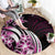 Plumeria Tribal Tattoo Round Carpet Pink Polynesian Pattern