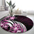 Plumeria Tribal Tattoo Round Carpet Pink Polynesian Pattern