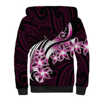 Plumeria Tribal Tattoo Sherpa Hoodie Pink Polynesian Pattern LT9 - Polynesian Pride