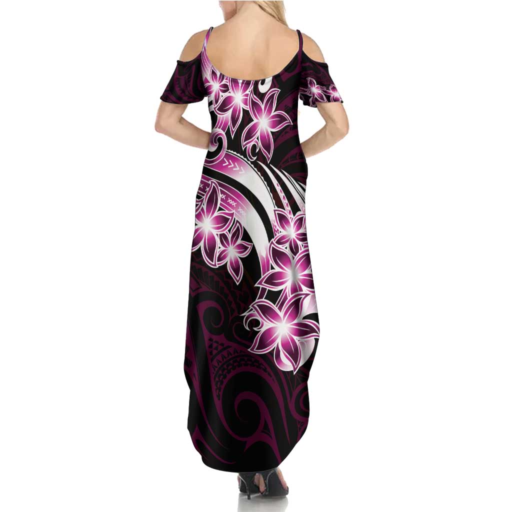 Plumeria Tribal Tattoo Summer Maxi Dress Pink Polynesian Pattern LT9 - Polynesian Pride