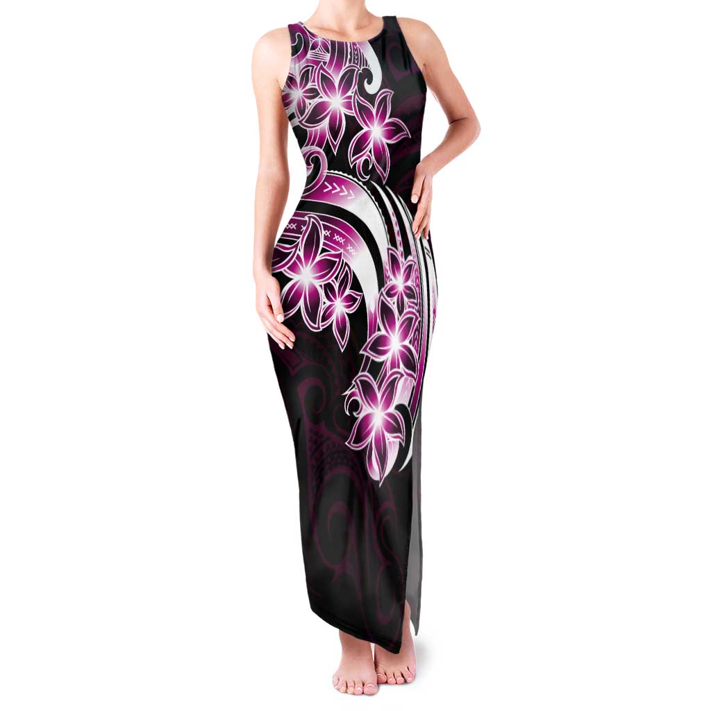 Plumeria Tribal Tattoo Tank Maxi Dress Pink Polynesian Pattern LT9 Women Pink - Polynesian Pride