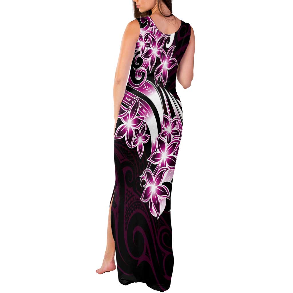 Plumeria Tribal Tattoo Tank Maxi Dress Pink Polynesian Pattern LT9 - Polynesian Pride