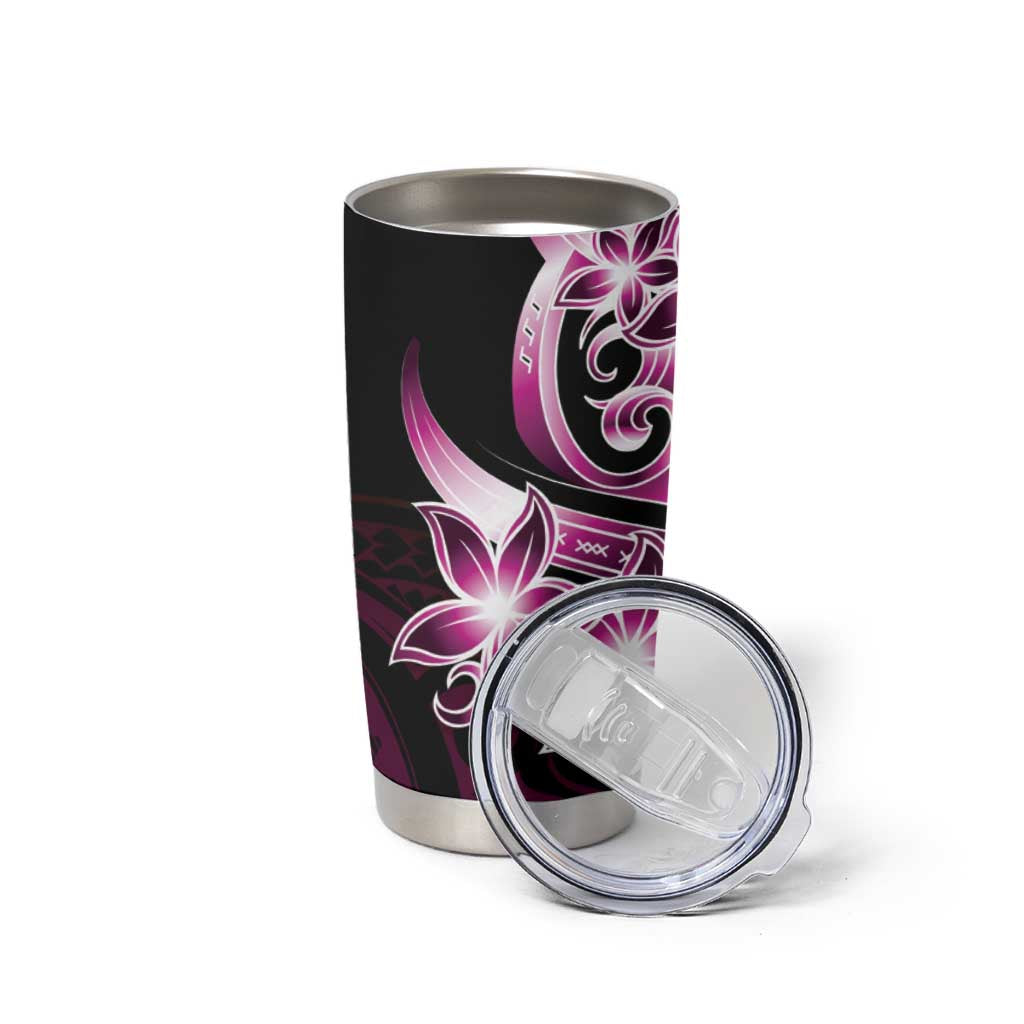 Plumeria Tribal Tattoo Tumbler Cup Pink Polynesian Pattern LT9 - Polynesian Pride