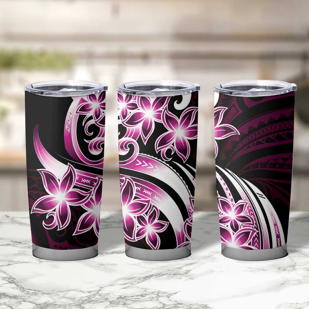 Plumeria Tribal Tattoo Tumbler Cup Pink Polynesian Pattern LT9 - Polynesian Pride