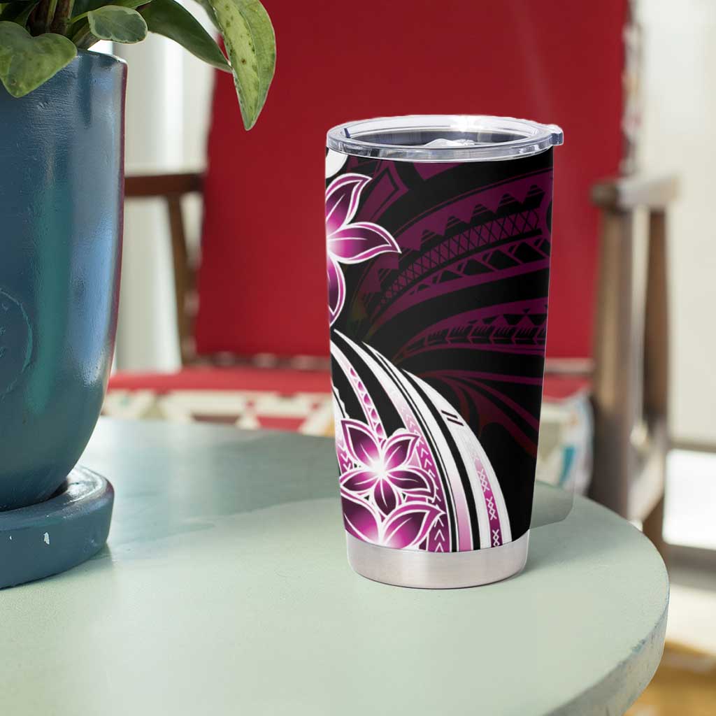 Plumeria Tribal Tattoo Tumbler Cup Pink Polynesian Pattern LT9 - Polynesian Pride