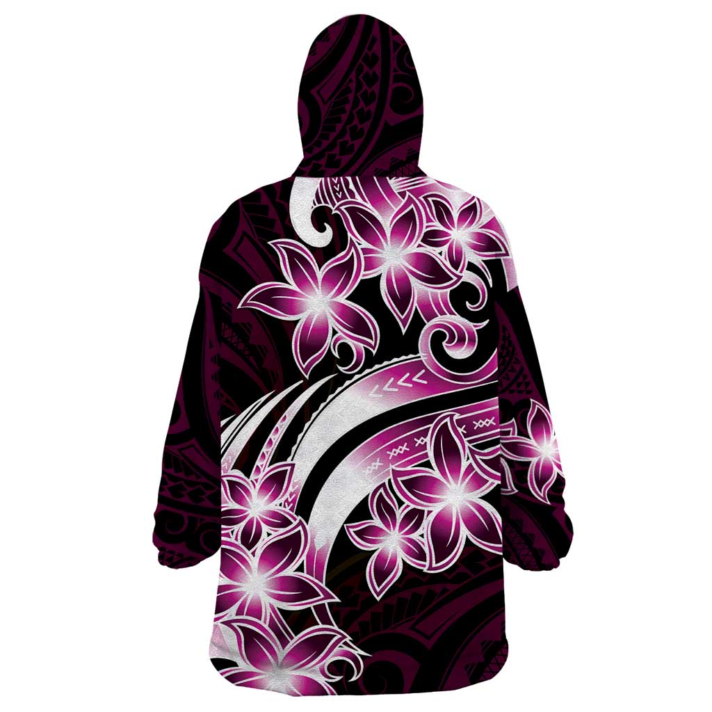 Plumeria Tribal Tattoo Wearable Blanket Hoodie Pink Polynesian Pattern LT9 - Polynesian Pride
