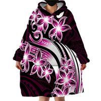 Plumeria Tribal Tattoo Wearable Blanket Hoodie Pink Polynesian Pattern LT9 - Polynesian Pride
