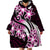 Plumeria Tribal Tattoo Wearable Blanket Hoodie Pink Polynesian Pattern